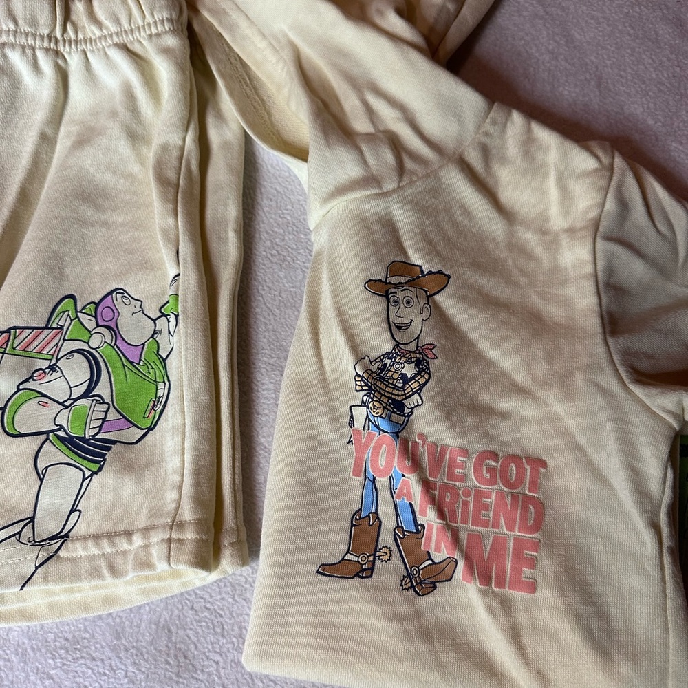Toy Story Woody & Buzz Cream Graphic Hoodie Set
